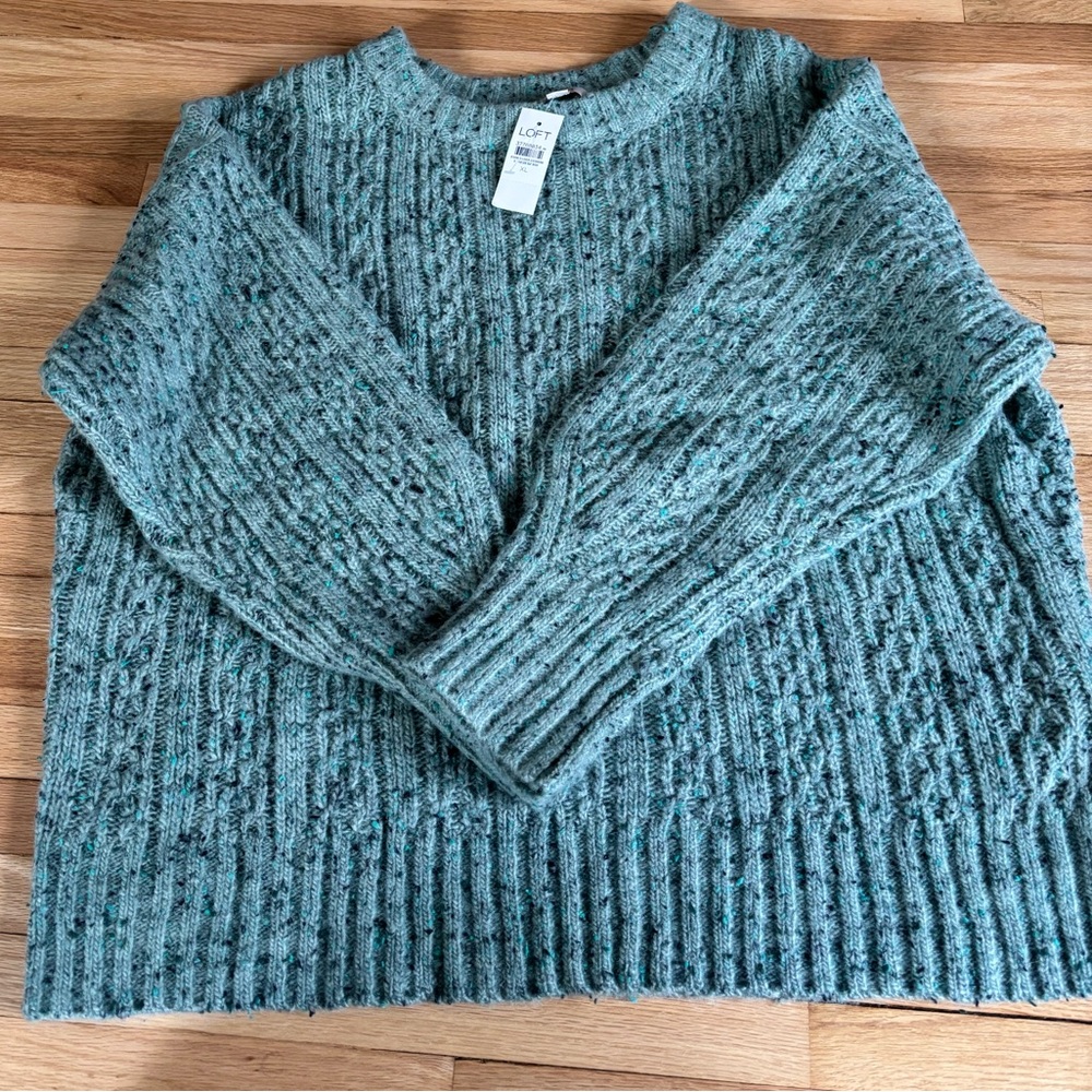 Loft marled cable knit women's sweater NWT